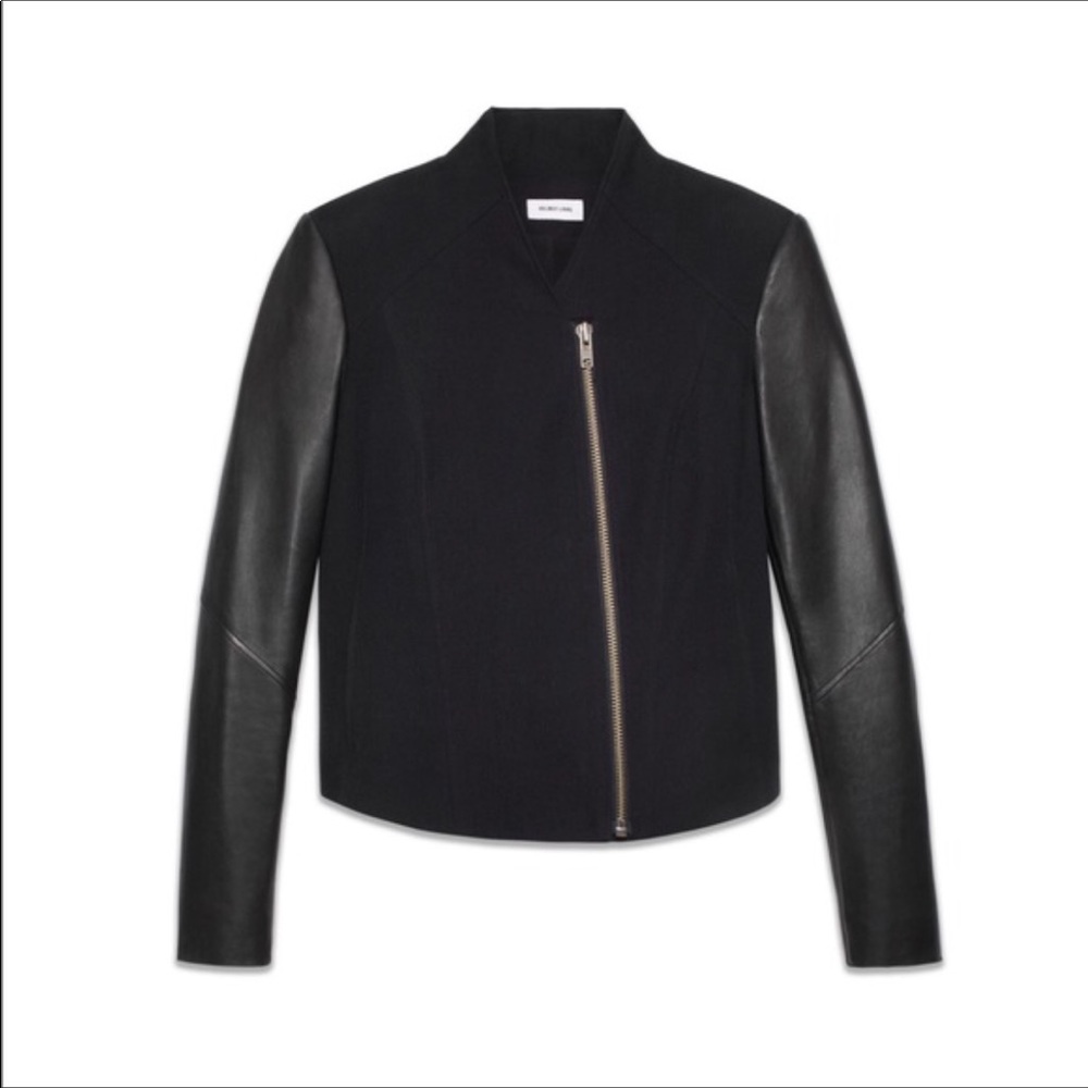 Helmut Lang leather sleeve jacket size 0